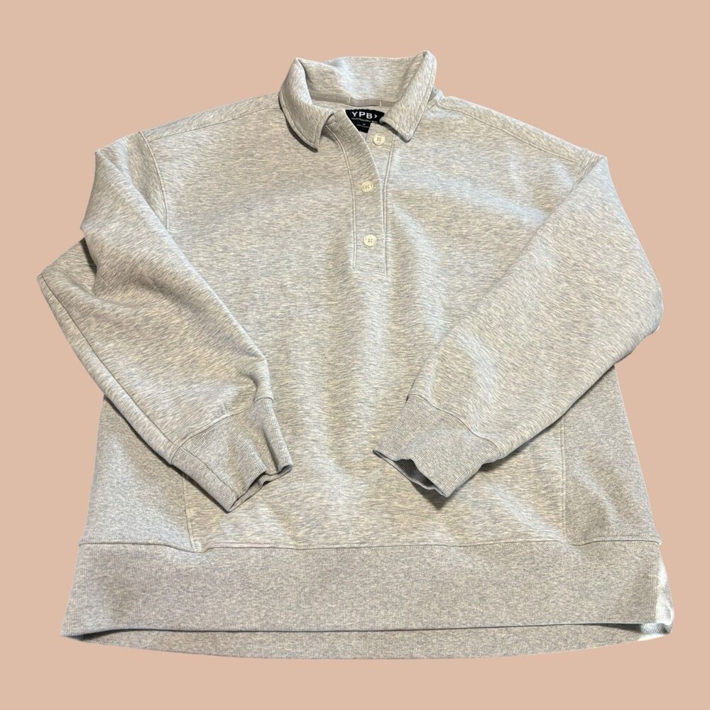 Abercrombie YPB Polo Collared Pullover Sweatshirt Women’s Medium Gray
